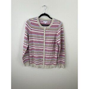 Croft & Barrow Womens Fair Isle Button-Up Cardigan Sweater Medium Acrylic Blend